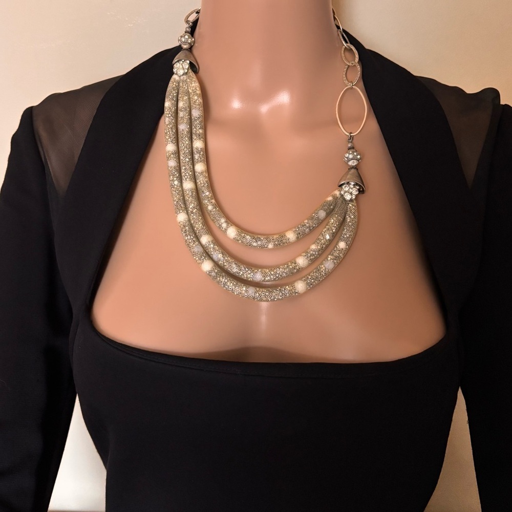 RARE! Rita D Statement Mesh Tube Choker Necklace - Picture 3 of 14